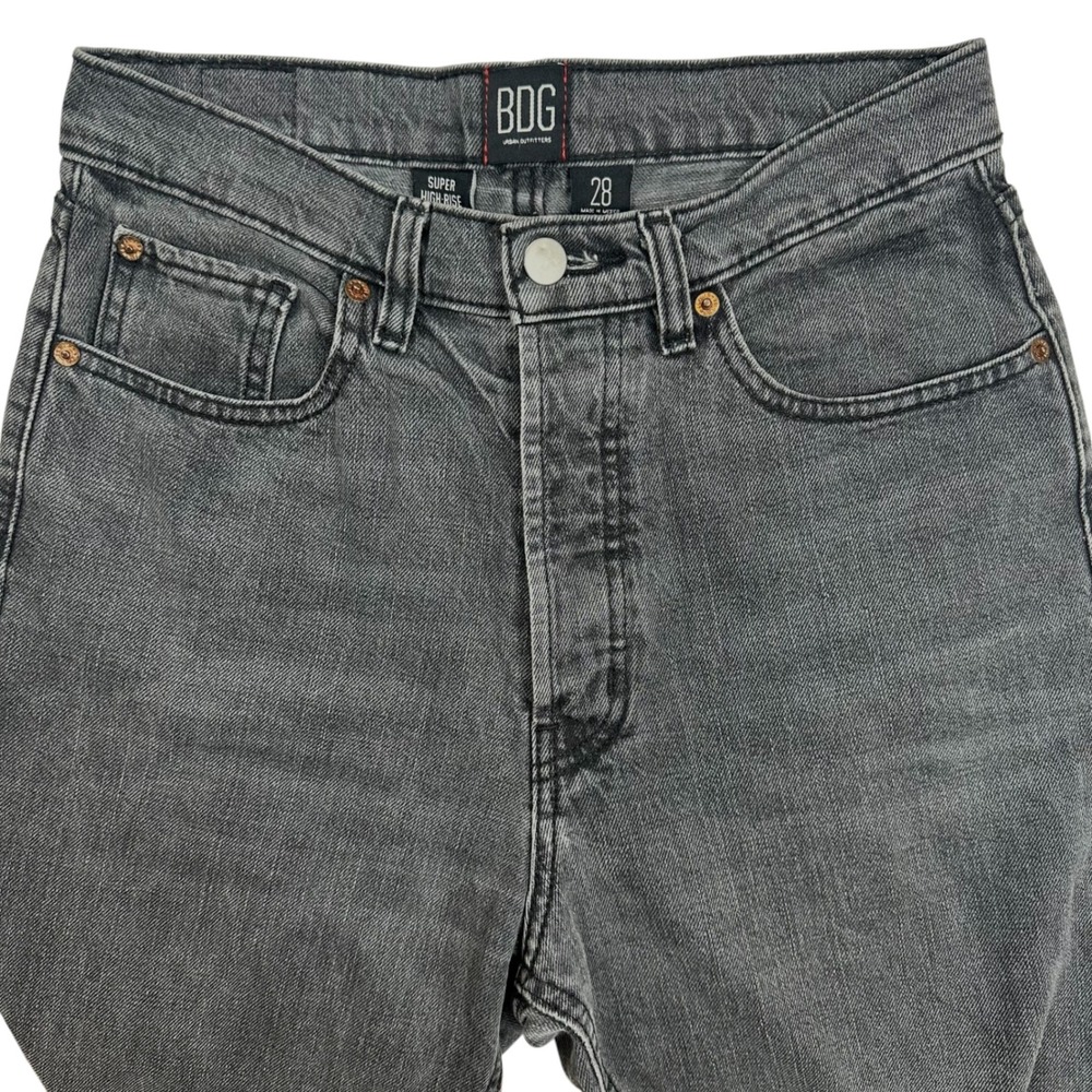 BDG Urban Outfitters Super High Rise Flare Jeans Washed Black Gray Sz 28 - Picture 6 of 11
